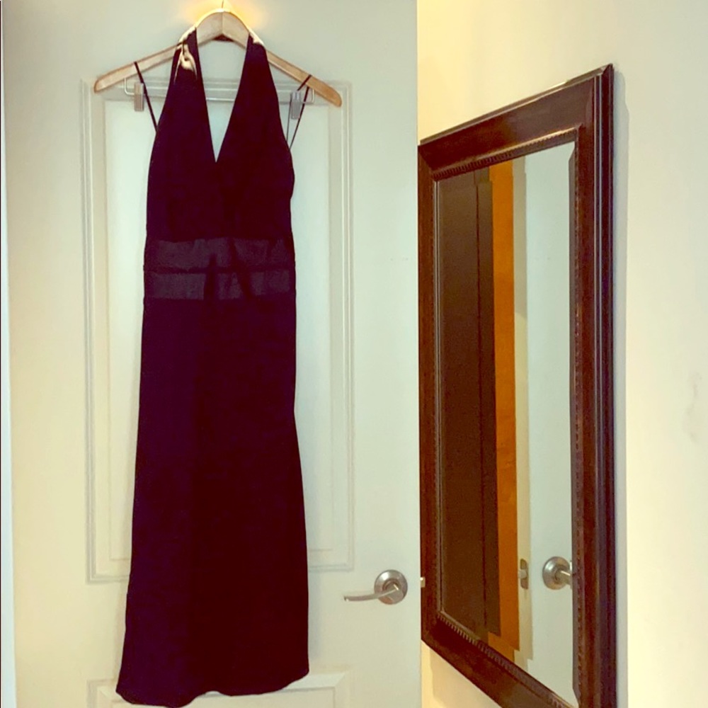 Deep V black cocktail dress